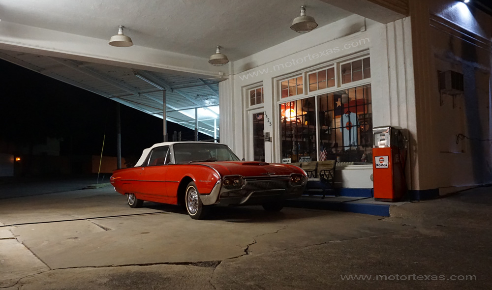 waco restored gulf service station Ford Thunderbird